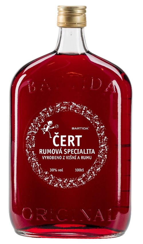 Bartida Čert 30% 1L  rumová specialita z rumu a višní