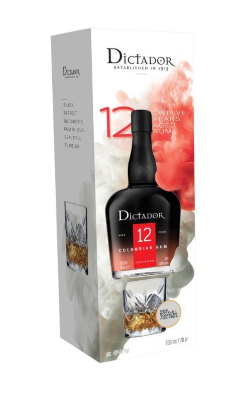 Rum Dictador 12y 0,7l 40% + 1x sklo GB