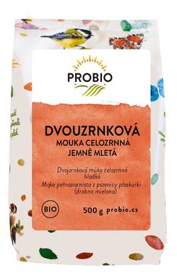 PRO-BIO obchod.spol. s r.o. MOUKA DVOUZRNKOVÁ CELOZRNNÁ JEMNĚ MLETÁ 500 G BIO PROBIO