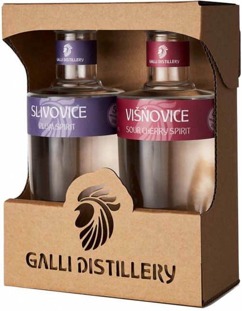 GALLI DISTILLERY dárkové balení Slivovice 50% a Višňovice 45%, 2x0,2l