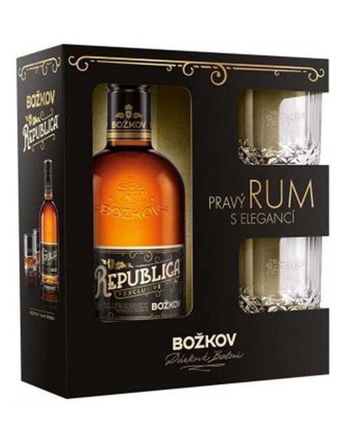 Božkov Republica Exclusive 0,5l 38% + 2x sklo GB