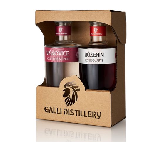 GALLI DISTILLERY dárkové balení Višňovice 45% a Ruženín 30%, 2 x 0,2l