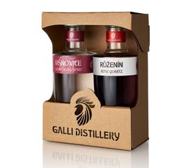 GALLI DISTILLERY dárkové balení Višňovice 45% a Ruženín 30%, 2 x 0,2l