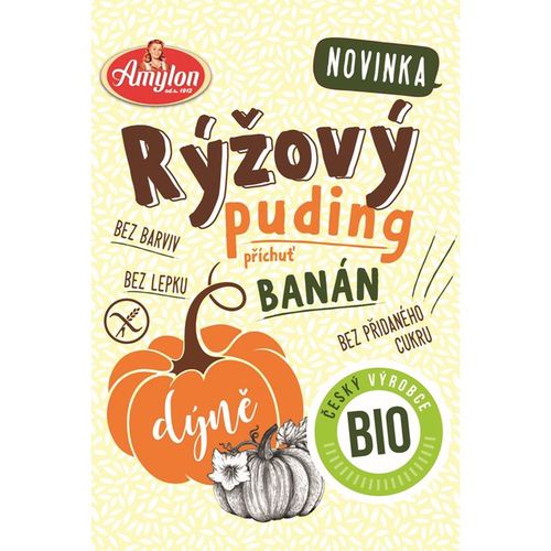 Amylon, a.s. Puding rýžovo-dýňový s příchutí banánu AMYLON BEZLEPKOVÝ BIO 40 g