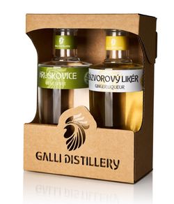 GALLI DISTILLERY dárkové balení Hruškovice 45% a Zázvorový likér 35%, 2 x 0,2l