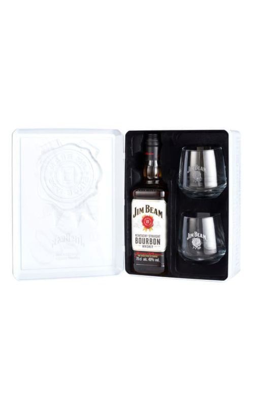 Jim Beam White 0,7l 40% + 2x sklo Plech